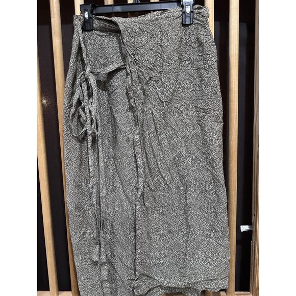 J Crew Skirt Womens Size M Green Brown Midi Wrap Belted Lightweight Vintage Y2K - Picture 1 of 4